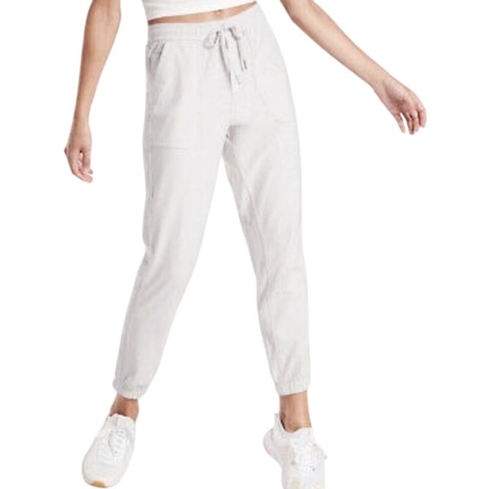 Athleta Farallon Jogger Pants Mid Tapered Organic Cotton Pockets Birch Gray 6
